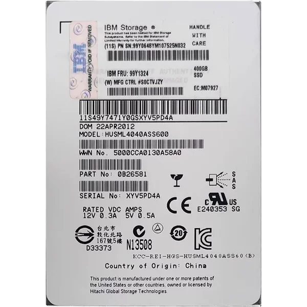 Ibm 99Y1324 | 400GB Multi-Level Cell Sas 6Gb/S 2.5-Inch Solid State Drive-image