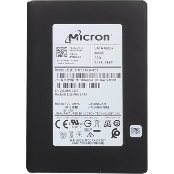 Micron MTFDDAK960TDS-1AW1ZABDB | 5300 Pro Series 960GB Triple-Level Cell SATA 6Gb/s Read Intensive 2.5-inch Enterprise Solid State Drive