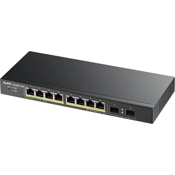Zyxel GS1900-10HP | 10 X Ports Poe+ 10/100/1000Base-T + 2 X Sfp Ports Layer 2 Managed 1U Rack-Mountable Smart Switch-image