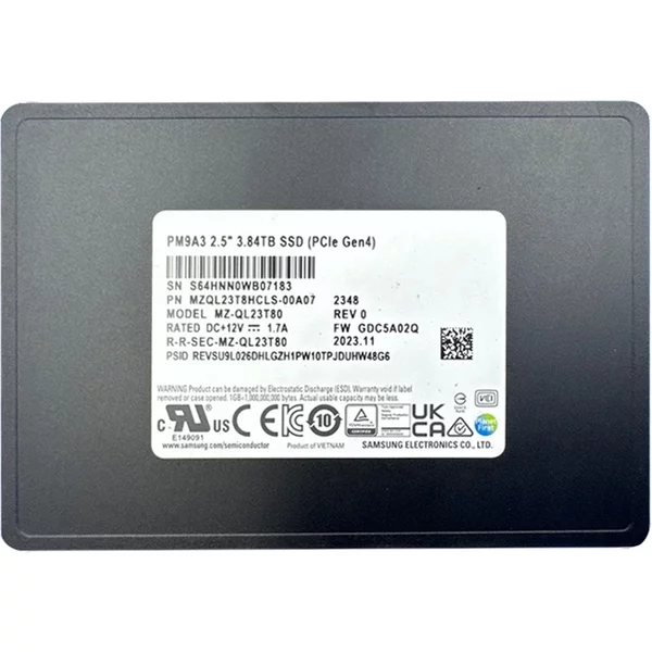 Samsung MZQL23T8HCLS-00A07 | PM9A3 Series 3.84TB Pci Express Nvme 4.0 X4 2.5-Inch Solid State Drive-image