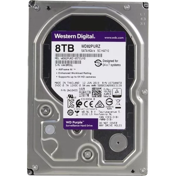 Western Digital WD82PURZ | Purple 8TB 7200RPM Sata 6Gb/S 3.5-Inch Surveillance Hard Drive-image