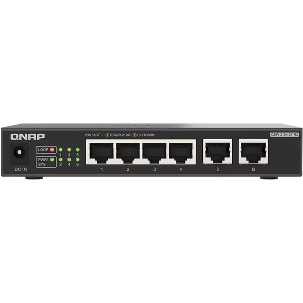 Qnap QSW-2104-2T-R2-US | QSW-2104-2T-R2 6-Ports Multi-Gigabit 2.5Gbe/ 10Gbe Unmanaged Network Switch-image