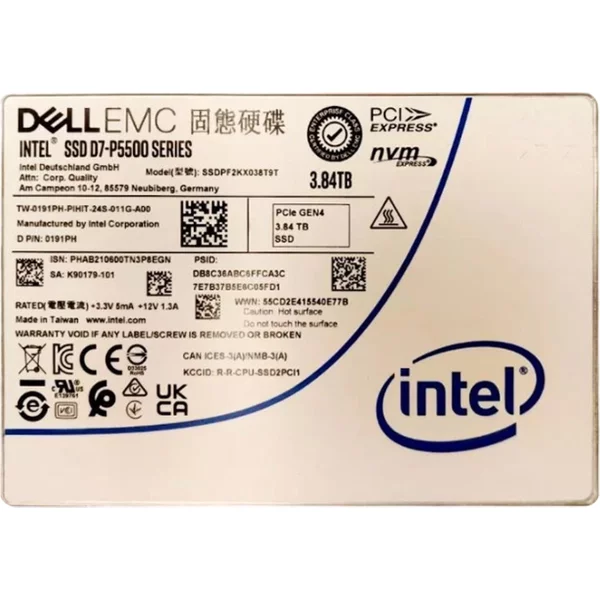 Intel SSDPF2KX038T9T | D7-P5500 Series 3.84TB Triple-Level Cell Pci Express 4.0 X4 Nvme 2.5-Inch U.2 Solid State Drive-image