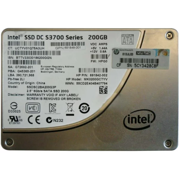 Hp 691849-001 | 200GB Mlc Sata 6Gb/S 2.5-Inch Internal Solid State Drive-image