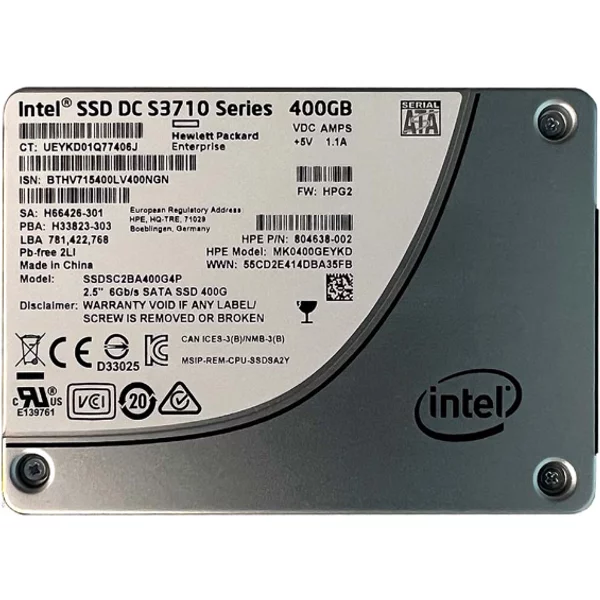 Hp MK0400GEYKD | 400GB Multi-Level Cell Sata 6Gb/S Write Intensive 2.5-Inch Solid State Drive For Proliant Bl460C Gen10-image