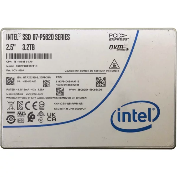 Intel SSDPF2KE032T1E | D7-P5620 3.2TB Pci Express 4.0 X4 Nvme U.2 Mixed Use 2.5-Inch Enterprise Solid State Drive-image