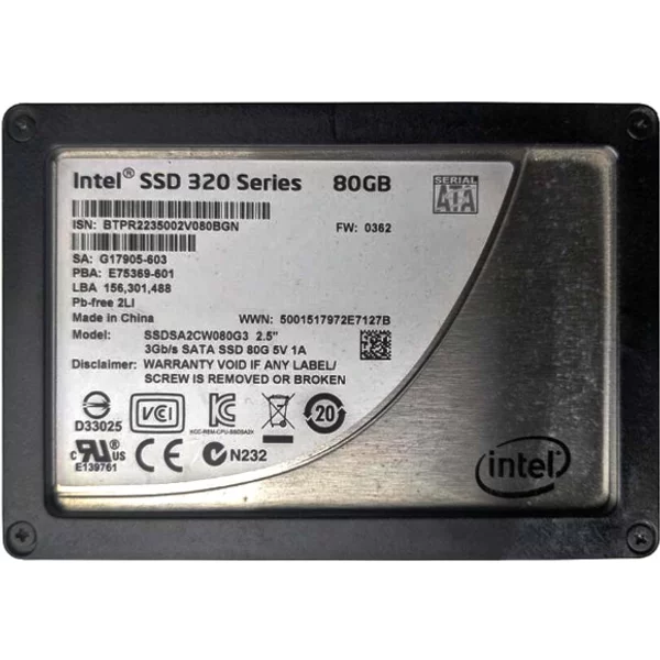 Intel SSDSA2CW080G301 | 320 80GB Multi-Level Cell Sata 3Gb/S 2.5-Inch Solid State Drive-image