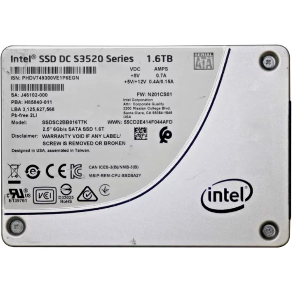 Intel SSDSC2BB016T7K | S3520 1.6TB Multi-Level Cell Sata 6Gb/S 2.5-Inch Solid State Drive-image