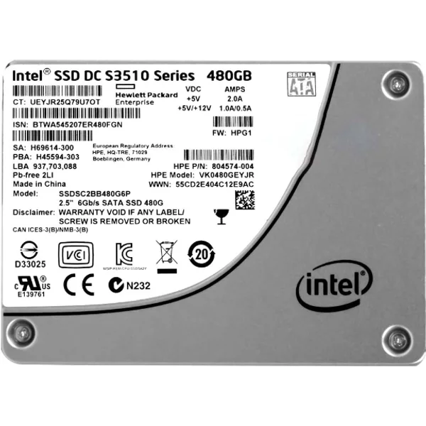 Intel SSDSC2BB480G6P | Dc S3510 480GB Multi-Level Cell Sata 6Gb/S 2.5-Inch Solid State Drive-image