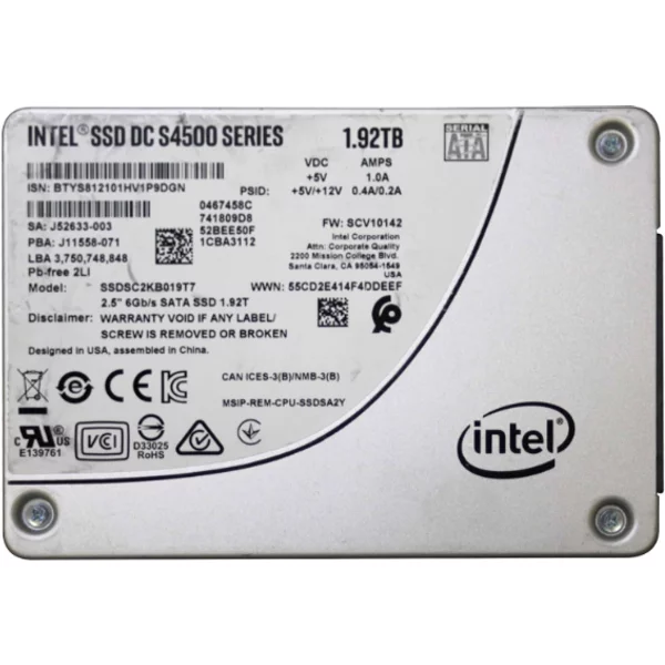 Intel SSDSC2KB019T701 | Dc S4500 1.92TB Triple-Level Cell Sata 6Gb/S 2.5-Inch Solid State Drive-image