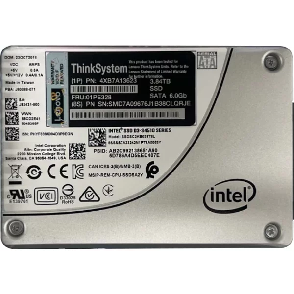 Intel SSDSC2KB038T8 | D3 S4510 3.84TB Triple-Level Cell Sata 6Gb/S 2.5-Inch Solid State Drive-image