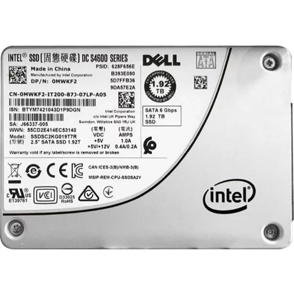 Intel SSDSC2KG019T7R | Dc S4600 1.9TB Triple-Level Cell Sata 6Gb/S 2.5-Inch Solid State Drive-image