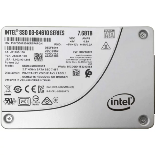 Intel SSDSC2KG076T801 | D3 S4610 7.68TB Triple-Level Cell Sata 6Gb/S 2.5-Inch Solid State Drive-image