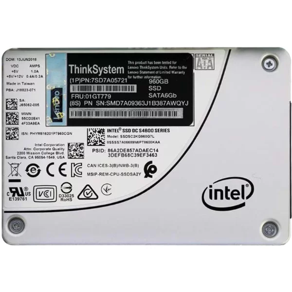 Intel SSDSC2KG960G7L | Dc S4600 Series 960GB Tlc Sata 6Gb/S AES-256/ Plp 2.5-Inch Internal Solid State Drive-image