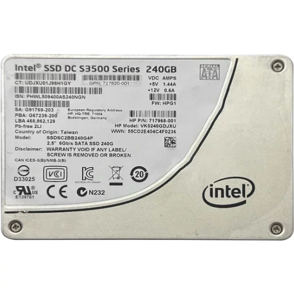 Hp VK0240GDJXU | 240GB Sata 6Gb/S Hot-Pluggable 3.5-Inch Hybrid Solid State Drive For Proliant Servers-image