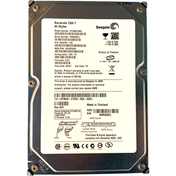 Dell Y9646 | 80GB 7200RPM Sata 3Gb/S 8MB Cache 3.5-Inch Hard Drive For Poweredge Servers-image