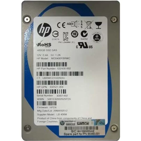 Hp MO0400FBRWC | 400GB Multi-Level Cell Sata 3Gb/S Hot-Pluggable Mainstream 2.5-Inch Enterprise Solid State Drive For Proliant Servers-image