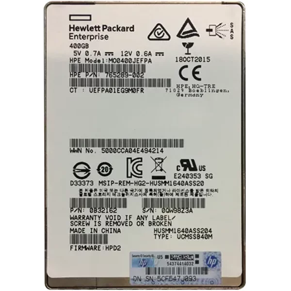 Hp MO0400JEFPA | 400GB Multi-Level Cell Sas 12Gb/S Mainstream Endurance 2.5-Inch Enterprise Solid State Drive For Proliant Servers-image