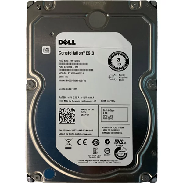 Dell 55H49 | 3TB 7200RPM Nearline SAS 6Gb/S Hot-Swappable 3.5-Inch Hard Drive For Poweredge / Powervault Servers-image