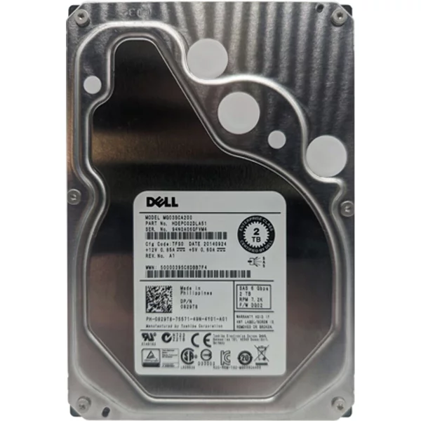 Dell 829T8 | 2TB 7200RPM SAS 6Gb/S Hot-Swappable 3.5-Inch Hard Drive For Compellent SC200/SC220 Expansion Enclosures-image