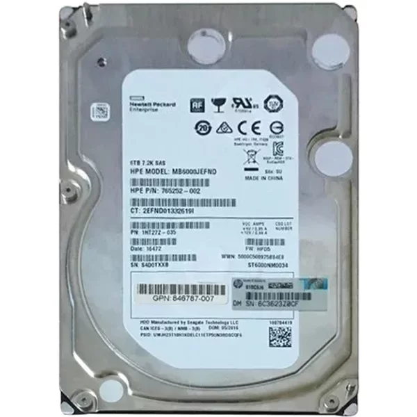 HP 846787-007 | 6TB 7200RPM SAS 12Gb/S 128MB Cache 512E 3.5-Inch Midline Hard Drive-image
