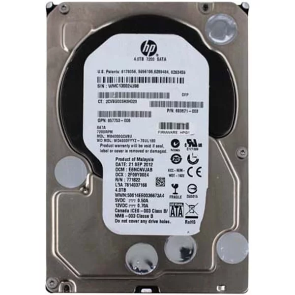 HP 693671-003 | 4TB 7200RPM Sata 6Gb/S Hot-Swappable 512N 3.5-Inch Midline Hard Drive For Proliant Servers-image