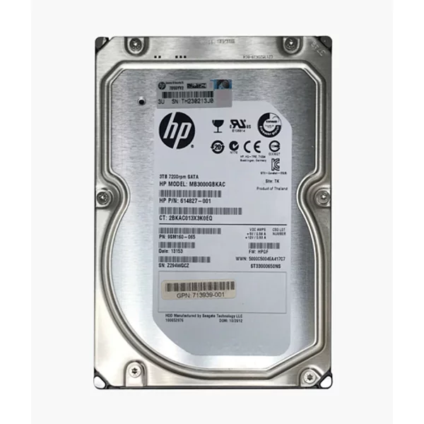 HP 614827-001 | 3TB 7200RPM Sata 6Gb/S Hot-Pluggable 3.5-Inch Midline Hard Drive For Proliant Servers-image