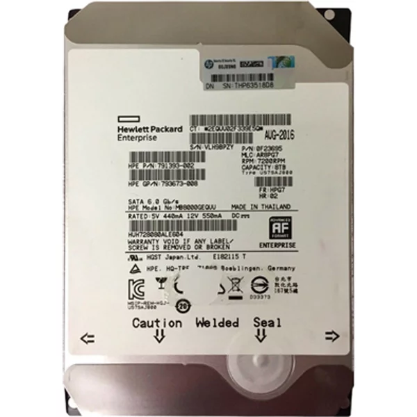 HP 791393-002 | 8TB 7200RPM Sata 6Gb/S Hot-Swappable 512E 3.5-Inch Midline Hard Drive For Proliant Servers-image