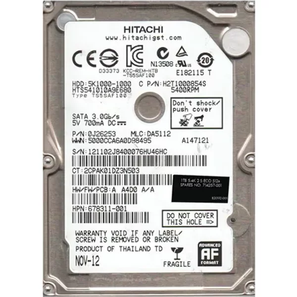 HP 714257-001 | 1TB 5400RPM Sata 6Gb/S 2.5-Inch Hard Drive-image