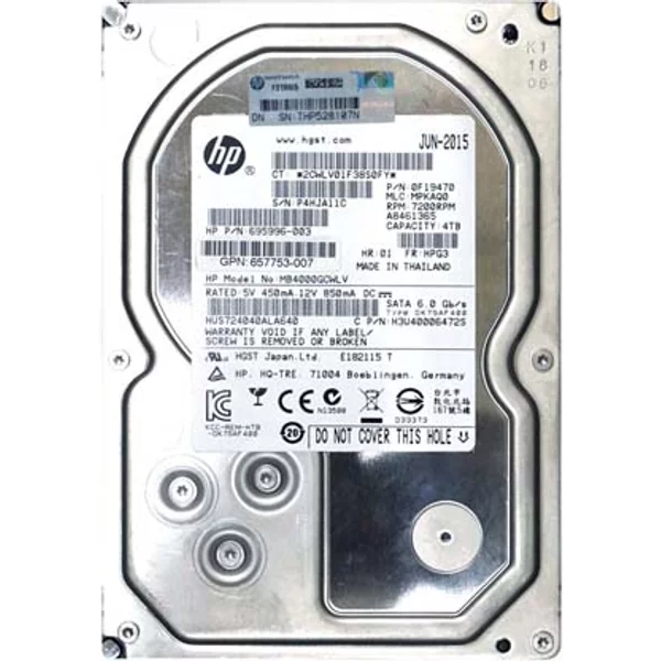 HP MB4000GCWLV | 4TB 7200RPM Sata 6Gb/S Hot-Swappable 512N 3.5-Inch Midline Hard Drive For Proliant Servers-image