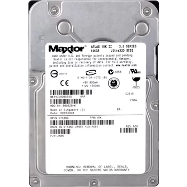 Dell 0T4363 | 146GB 15000RPM Ultra320 Scsi Hot-Pluggable 8MB Cache 80-Pin 3.5-Inch Hard Drive For Poweredge & Powervault Servers-image