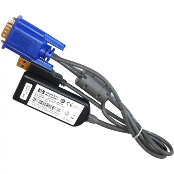 Hp 520-914-501 | 1-Port Vga HD-15 Male To 1-Port RJ-45 + 1-Port Usb Type-A 2.0 Virtual Media Cac Interface Adapter-image