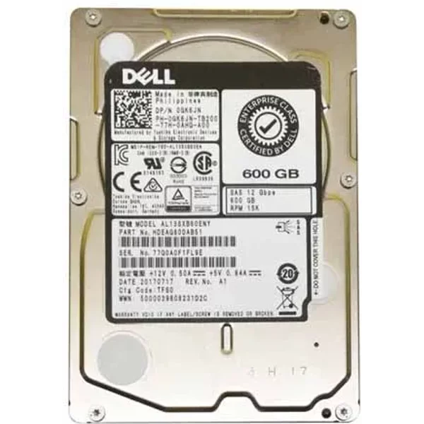 Dell 0GK6JN | 600GB 15000RPM SAS 12Gb/S Hot-Pluggable (512N) 2.5-Inch Hard Drive For Poweredge Servers-image