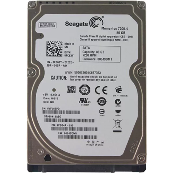 Dell FC63Y | 80GB 7200RPM Sata 3Gb/S 16MB Cache 2.5-Inch Hard Drive-image
