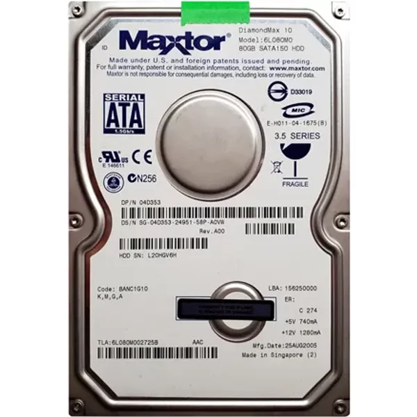 Dell 04D353 | 80GB 7200RPM Sata 1.5Gb/S 8MB Cache 3.5-Inch Hard Drive-image