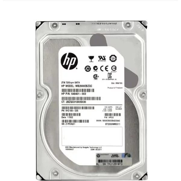 HP MB2000EBZQC | 2TB 7200RPM Sata 3Gb/S Hot-Pluggable 3.5-Inch Midline Hard Drive For Proliant Servers-image