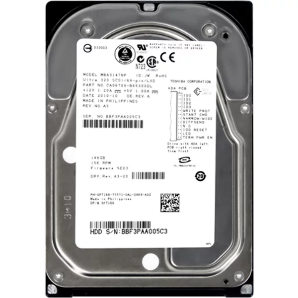 Fujitsu MBA3147NP | 146GB 15000RPM Ultra320 Scsi 68-Pin 3.5-Inch Hard Drive-image