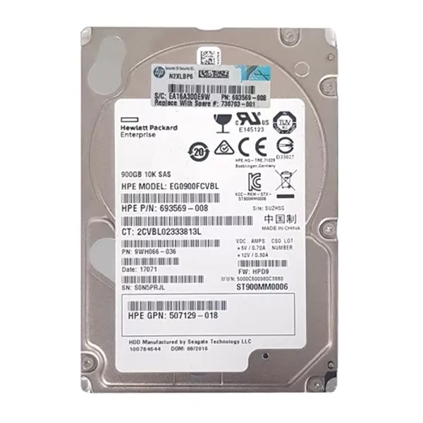 HP 693569-008 | 900GB 10000RPM SAS 6Gb/S Hot-Pluggable 2.5-Inch Enterprise Hard Drive For Proliant Servers-image