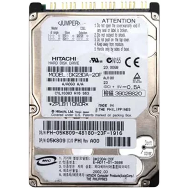 Dell 5K809 | 20GB 4200RPM IDE Ultra ATA/100 (ATA-6) 2MB Cache 2.5-Inch Hard Drive-image