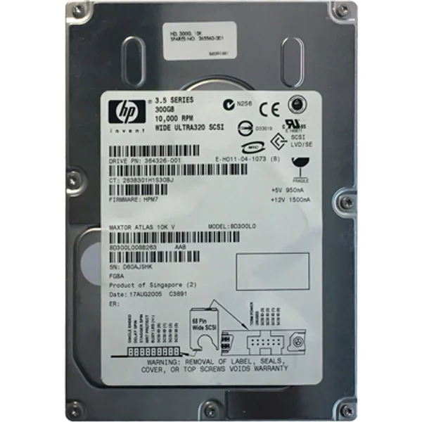 HP 364326-001 | 300GB 10000RPM Ultra320 Scsi LVD 68-Pin 3.5-Inch Hard Drive-image