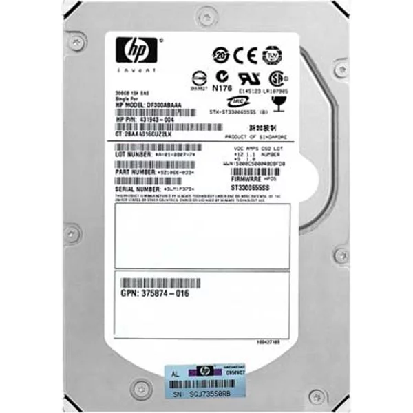 HP 431943-004 | 300GB 15000RPM SAS 3Gb/S LFF Hot-Pluggable Single Port 3.5-Inch Hard Drive For Gen1 To Gen7 Proliant Servers-image