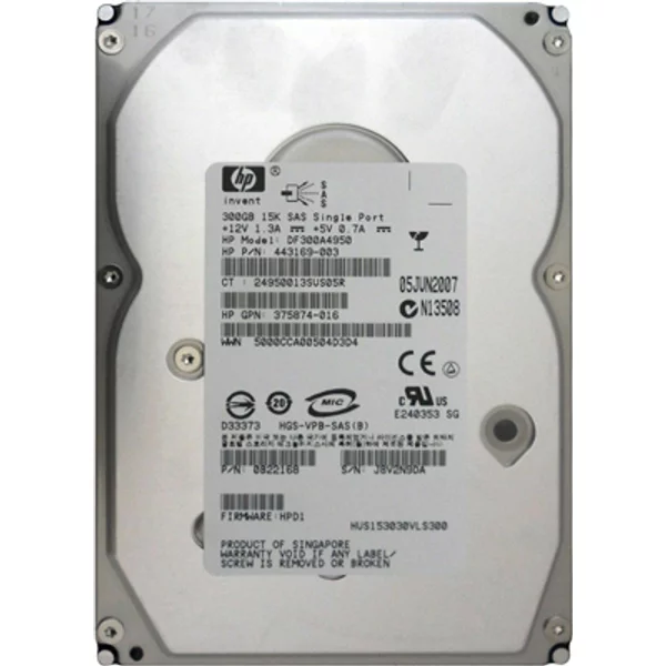 HP 443169-003 | 300GB 15000RPM SAS 3Gb/S LFF Hot-Pluggable Single Port 3.5-Inch Hard Drive For Gen1 To Gen7 Proliant Servers-image