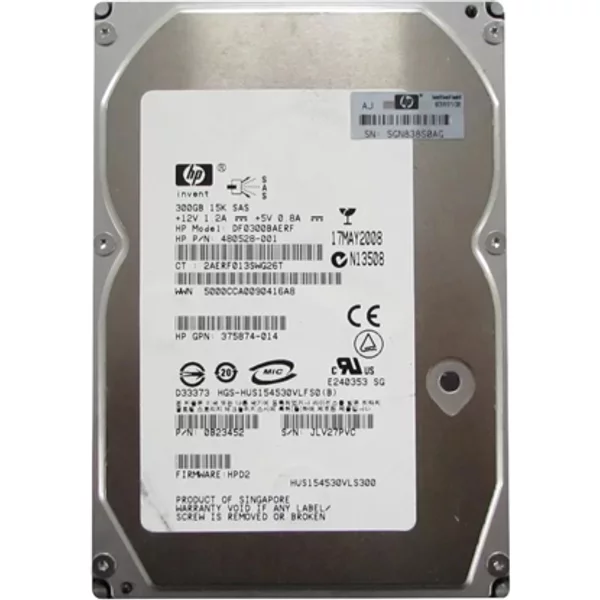 HP 480528-001 | 300GB 15000RPM SAS 3Gb/S LFF Hot-Pluggable Single Port 3.5-Inch Hard Drive For Gen1 To Gen7 Proliant Servers-image