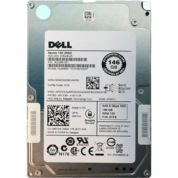 Dell 89TH4 | 146GB 15000RPM SAS 6Gb/S Hot-Pluggable (512N) 2.5-Inch Hard Drive For Poweredge Server-image