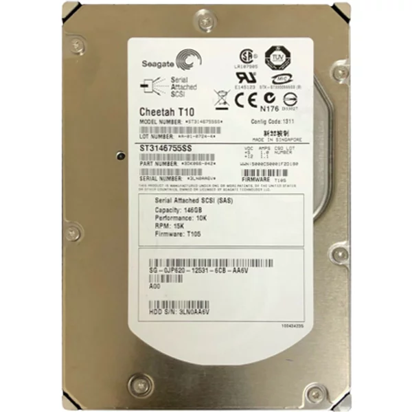 Dell 0JP620 | 146GB 10000RPM SAS 3Gb/S Hot-Pluggable 3.5-Inch Hard Drive For Poweredge Server-image