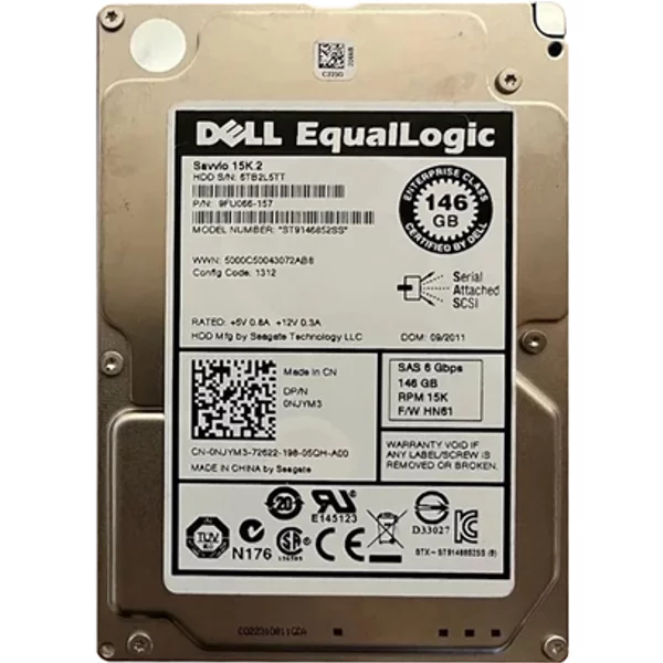 Dell 0NJYM3 | 146GB 15000RPM SAS 6Gb/S Hot-Pluggable 2.5-Inch Hard Drive For Equallogic Storage Array-image