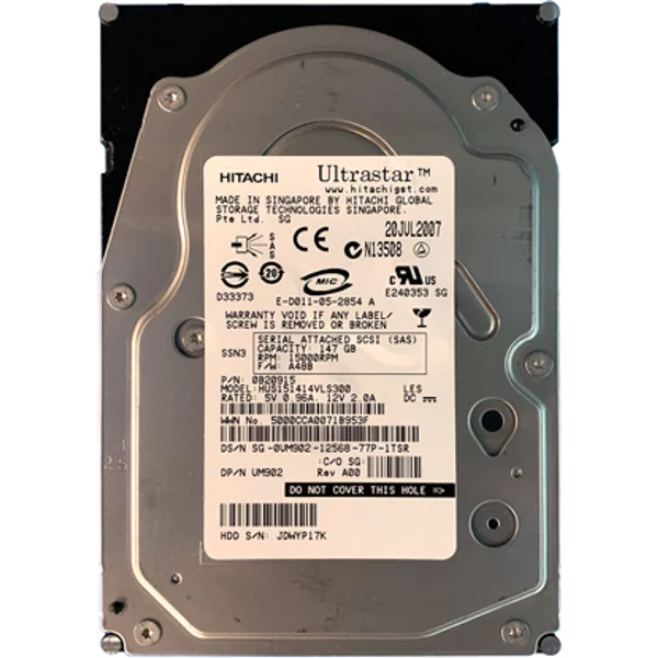Dell 0UM902 | 146GB 15000RPM SAS 3Gb/S Hot-Pluggable Single Port 16MB Cache 3.5-Inch Hard Drive For Poweredge Server-image