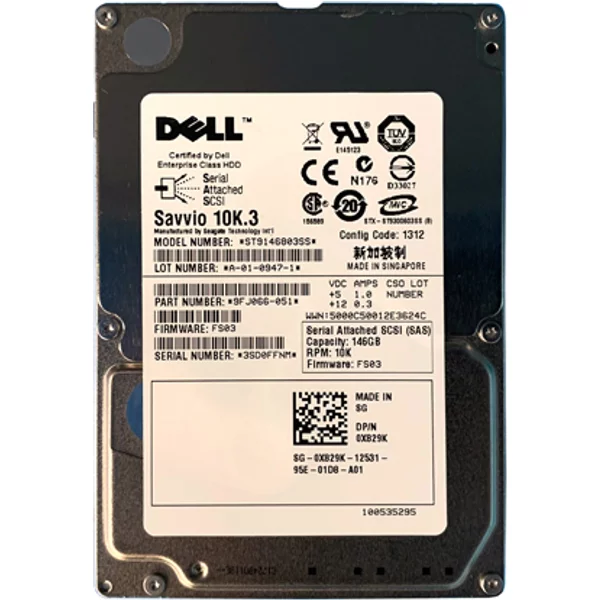 Dell 0X829K | 146GB 10000RPM SAS 3Gb/S Hot-Pluggable Single Port 2.5-Inch Hard Drive For Poweredge Server & Powervault Storage Array-image