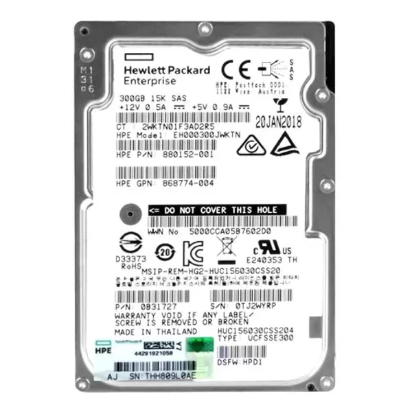 HP 880152-001 | 300GB 15000RPM SAS 12Gb/S SFF Hot-Pluggable 2.5-Inch Hard Drive For Gen8 To Gen10 Proliant Server-image
