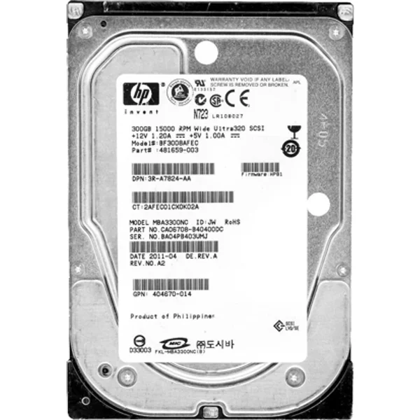 HP BF3008AFEC | 300GB 15000RPM Ultra320 Scsi Hot-Pluggable LVD 80-Pin 3.5-Inch Hard Drive For Proliant Server-image